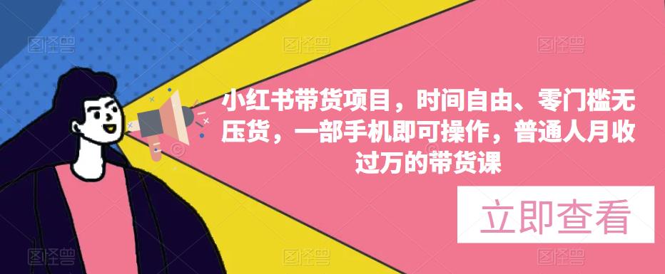 小红书带货项目，时间自由、零门槛无压货，一部手机即可操作，普通人月收过万的带货课-八号资源库