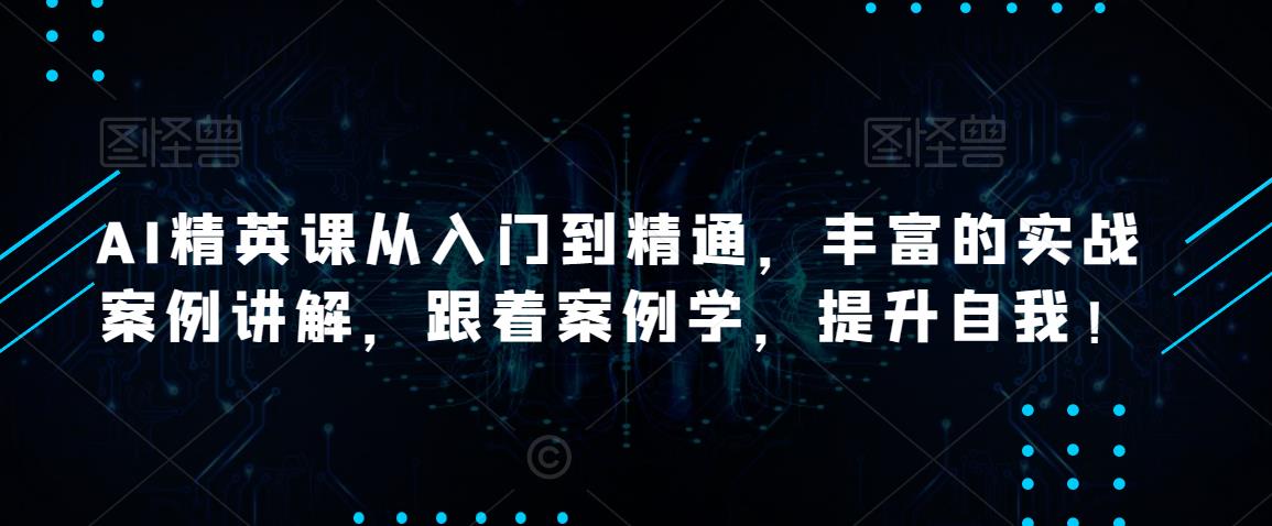 AI精英课从入门到精通，丰富的实战案例讲解，跟着案例学，提升自我！-八号资源库
