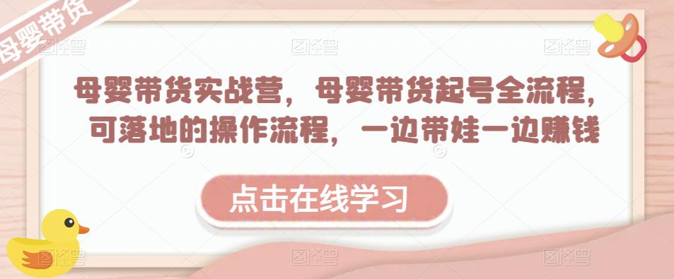 母婴带货实战营，母婴带货起号全流程，可落地的操作流程，一边带娃一边赚钱（附素材）-八号资源库