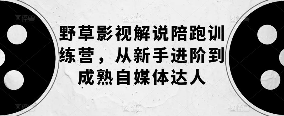 野草影视解说陪跑训练营，从新手进阶到成熟自媒体达人-八号资源库