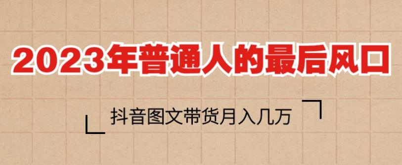 2023年普通人的最后风口，抖音图文带货月入几万，只需一部手机即可操作-八号资源库