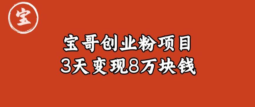 宝哥IP图文创业粉引流项目实战分享：单个账号3天涨粉1万，变现8万块钱（图文教程）【揭秘】-八号资源库