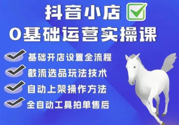 白马电商·0基础抖店运营实操课，基础开店设置全流程，截流选品玩法技术-八号资源库