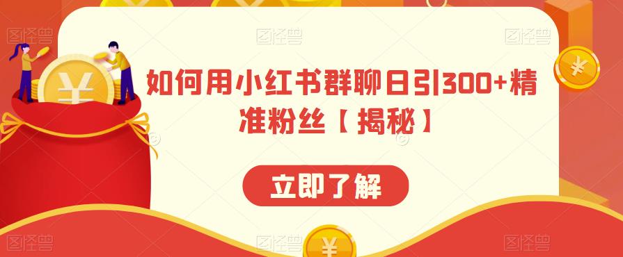 如何用小红书群聊日引300+精准粉丝【揭秘】-八号资源库