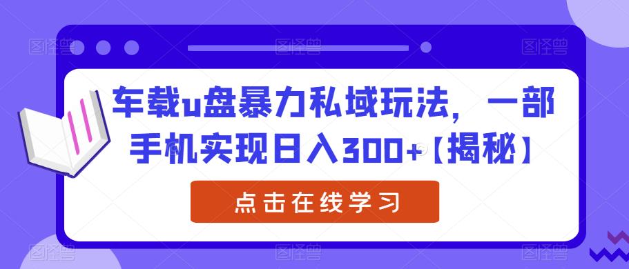 车载u盘暴力私域玩法，一部手机实现日入300+【揭秘】-八号资源库