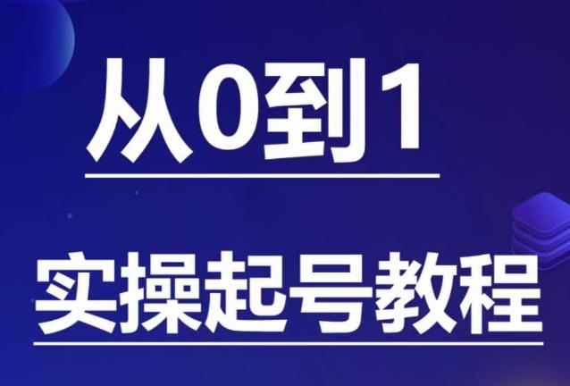 石野·小白起号实操教程，​掌握各种起号的玩法技术，了解流量的核心-八号资源库