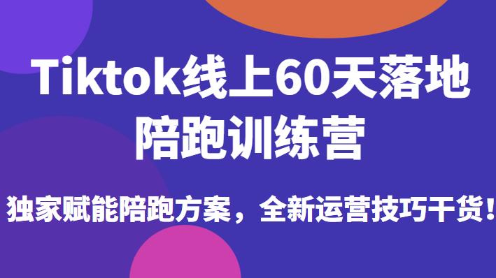 Tiktok线上60天落地陪跑训练营，独家赋能陪跑方案，全新运营技巧干货-八号资源库