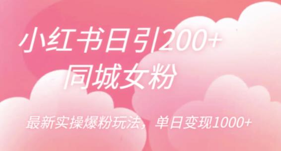 小红书日引200+同城女粉，最新实操爆粉玩法，单日变现1000+【揭秘】-八号资源库