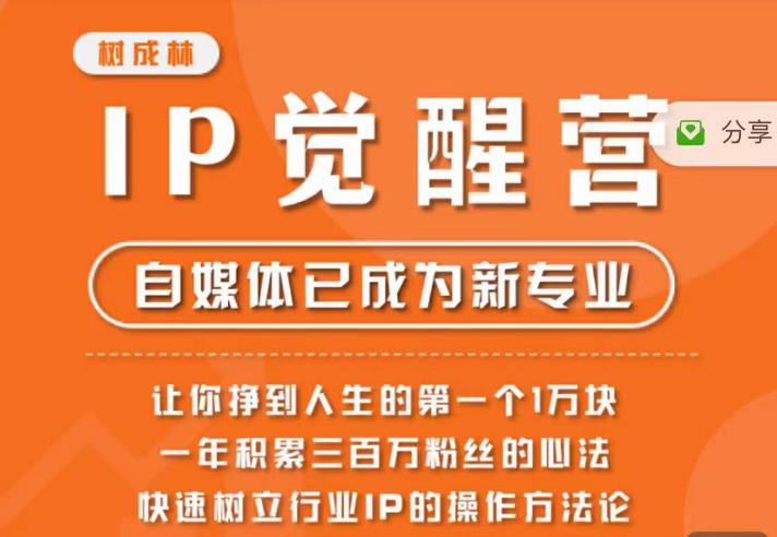 树成林·IP觉醒营，快速树立行业IP的操作方法论，让你赚到人生的第一个1万块-八号资源库