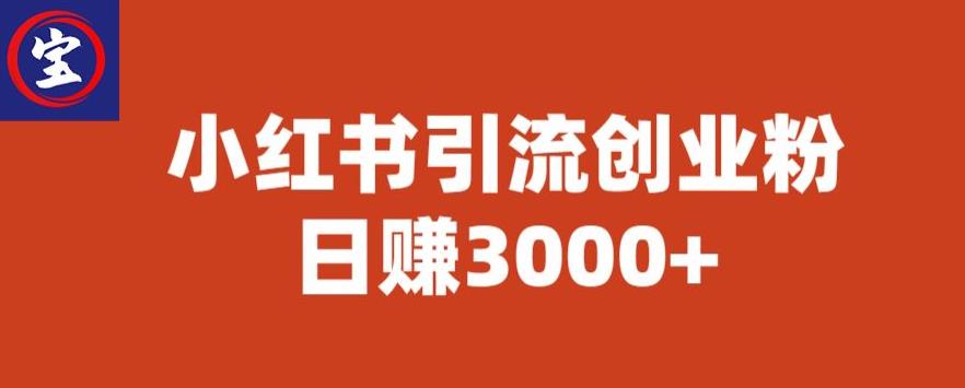 宝哥小红书引流创业粉，日赚3000+【揭秘】-八号资源库