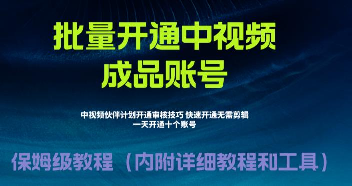 外面收费1980的暴力开通中视频计划教程，内附详细的快速通过中视频伙伴计划的办法-八号资源库