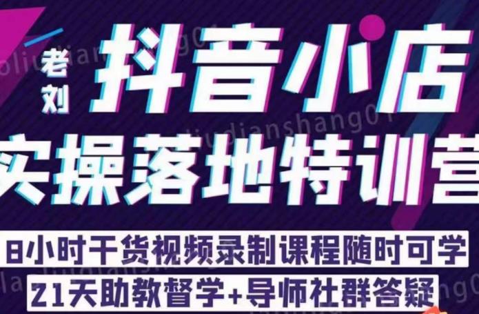 老刘·抖店商品卡流量，​抖音小店实操落地特训营，8小时干货视频录制课程随时可学-八号资源库