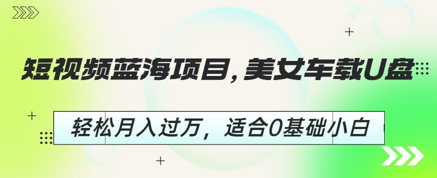 短视频蓝海项目，美女车载U盘，轻松月入过万，适合0基础小白【揭秘】-八号资源库