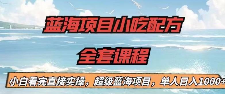 蓝海项目小吃配方全套课程，小白看完直接实操，单人日入1000+【揭秘】-八号资源库