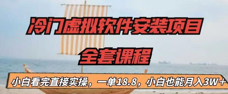 冷门虚拟软件安装项目，一单18.8，小白也能月入3W＋【揭秘】-八号资源库