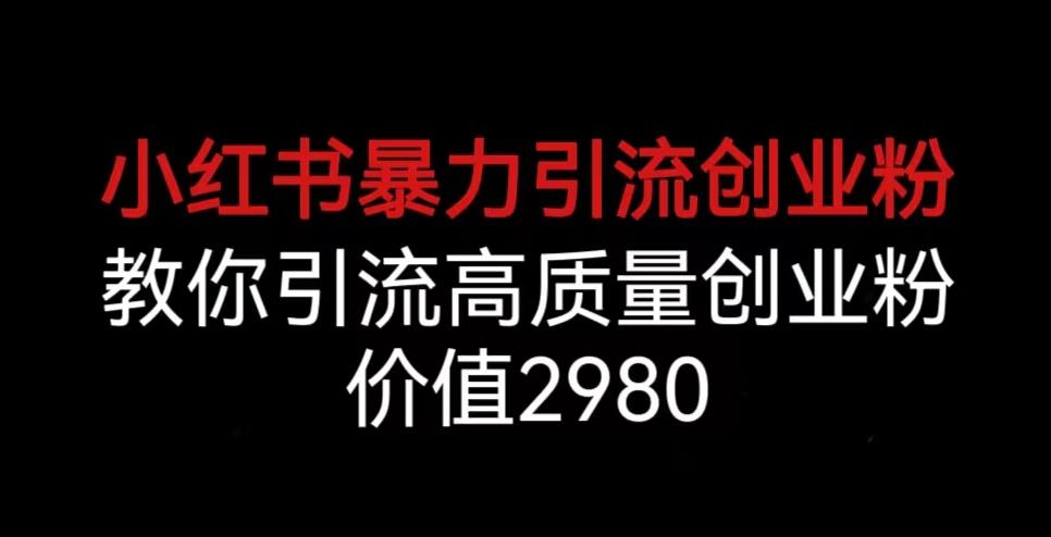 小红书暴力引流创业粉，教你引流高质量创业粉，价值2980【揭秘】-八号资源库