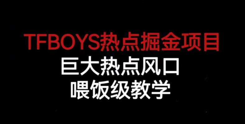 TFBOYS热点掘金项目，巨大热点风口，喂饭级教学-八号资源库