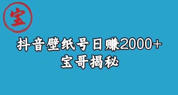 宝哥抖音壁纸号日赚2000+，不需要真人露脸就能操作【揭秘】-八号资源库