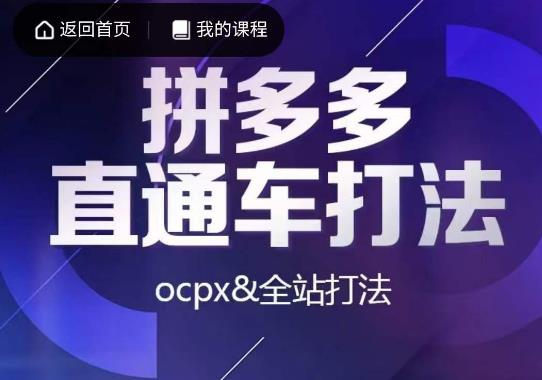 互力·拼多多直通车打法，ocpx&全站打法-八号资源库
