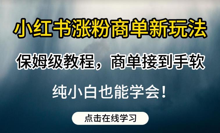 小红书涨粉商单新玩法，保姆级教程，商单接到手软，纯小白也能学会【揭秘】-八号资源库