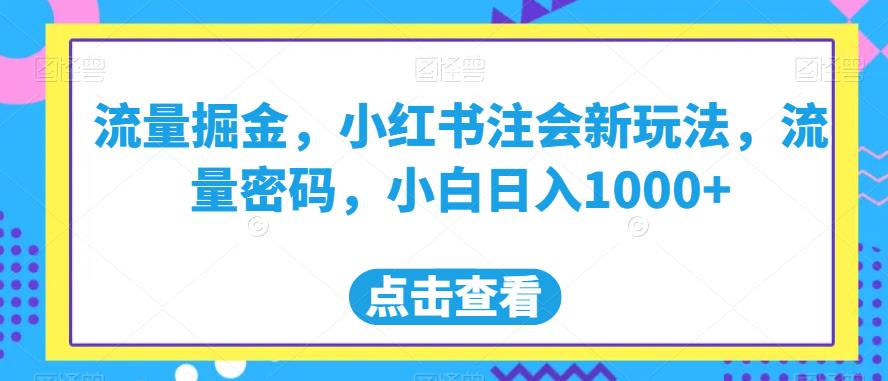 流量掘金，小红书注会新玩法，流量密码，小白日入1000+【揭秘】-八号资源库