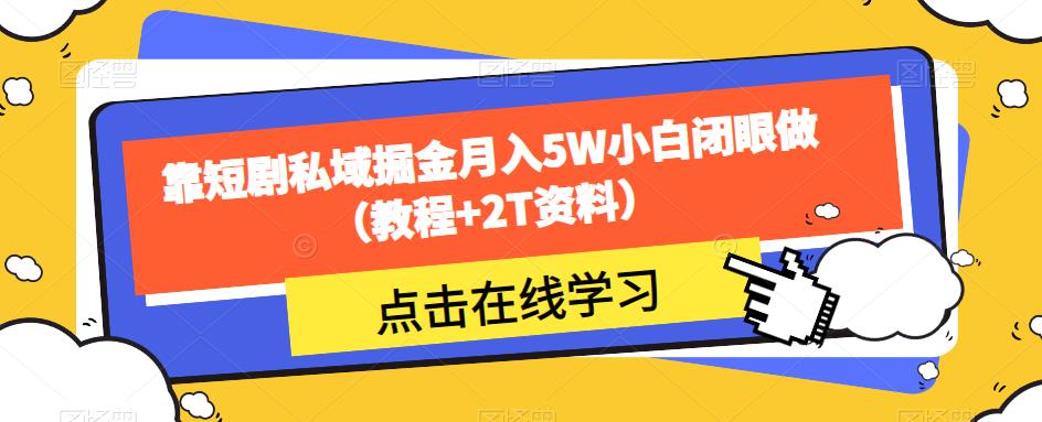 靠短剧私域掘金月入5W小白闭眼做（教程+2T资料）-八号资源库
