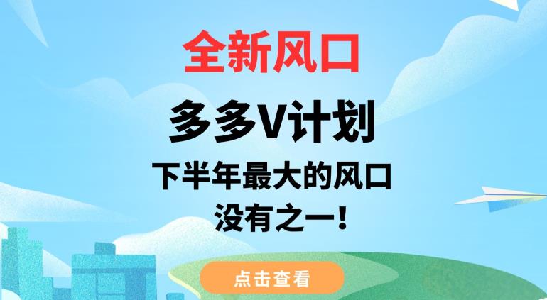 全新风口，多多V计划，下半年最大的风口项目，没有之一【揭秘】-八号资源库