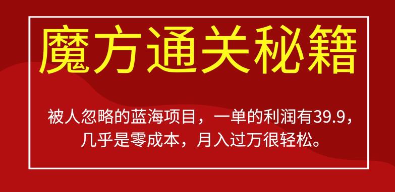 被人忽略的蓝海项目，魔方通关秘籍，一单的利润有39.9，几乎是零成本，月入过万很轻松【揭秘】-八号资源库