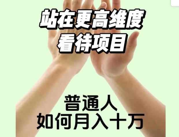 2023最火项目：站在更高维度看待项目，普通人如何月入十万【揭秘】-八号资源库