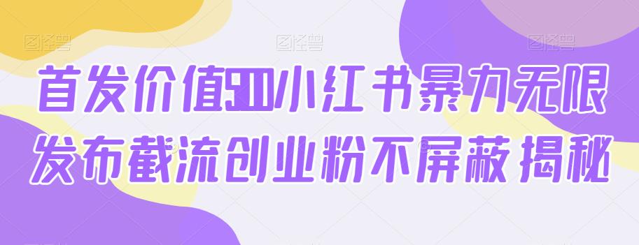 首发价值5100小红书暴力无限发布截流创业粉不屏蔽揭秘-八号资源库