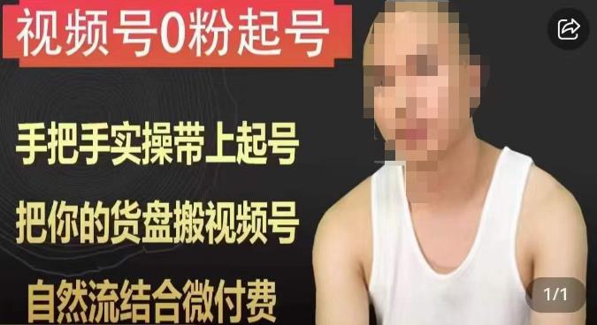 天诺老吴视频号0粉起号课程，手把手实操带上起号，把你的货盘搬视频号，自然流结合微付费-八号资源库