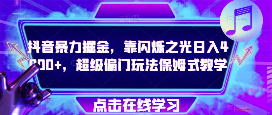 抖音暴力掘金，靠闪烁之光日入4000+，超级偏门玩法保姆式教学-八号资源库