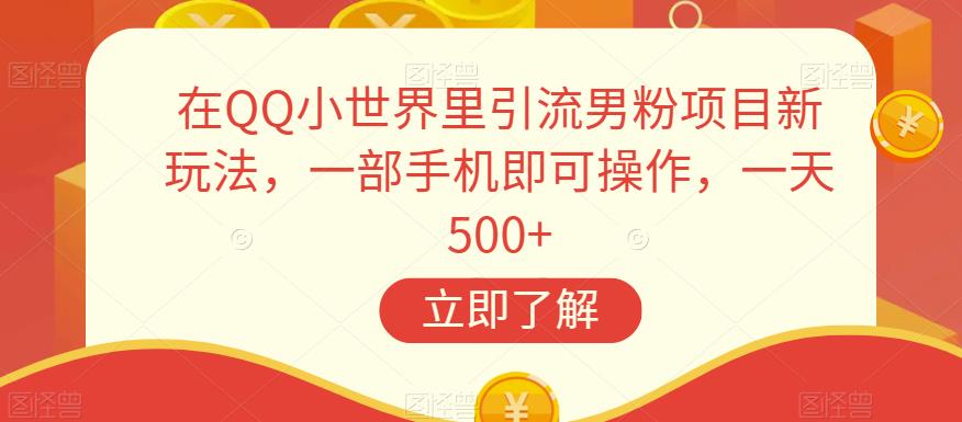 在QQ小世界里引流男粉项目新玩法，一部手机即可操作，一天500+【揭秘】-八号资源库