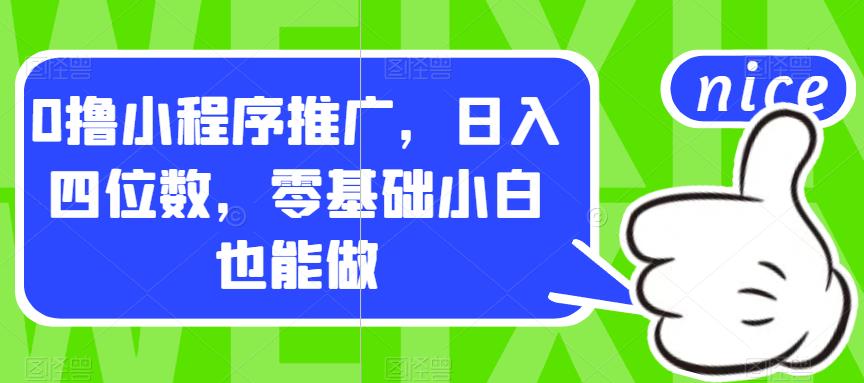 0撸小程序推广，日入四位数，零基础小白也能做【揭秘】-八号资源库
