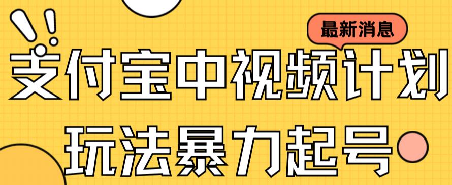 支付宝中视频玩法暴力起号影视起号有播放即可获得收益（带素材）-八号资源库