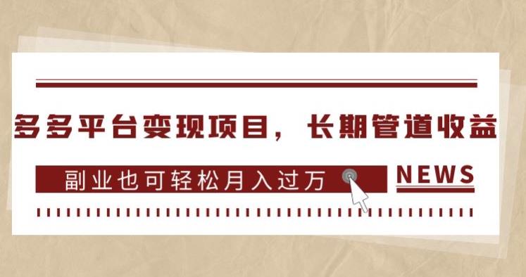 多多平台变现项目，长期管道收益，副业也可轻松月入过万-八号资源库