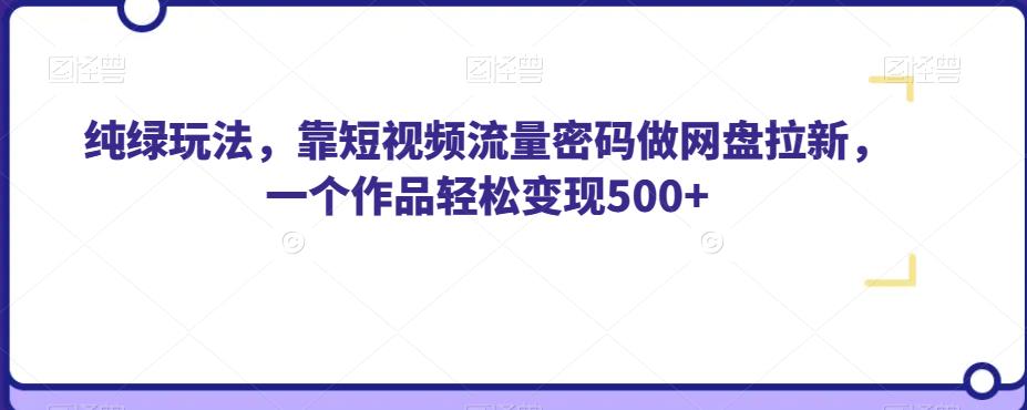 纯绿玩法，靠短视频流量密码做网盘拉新，一个作品轻松变现500+【揭秘】-八号资源库