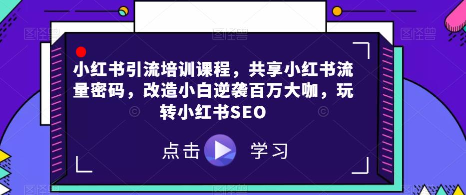 小红书引流培训课程，共享小红书流量密码，改造小白逆袭百万大咖，玩转小红书SEO-八号资源库