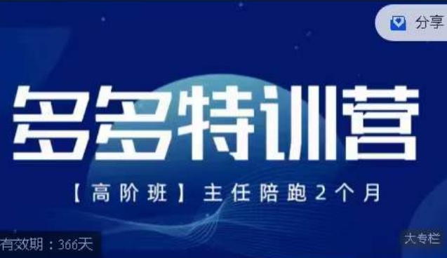 纪主任·多多特训营高阶班【9月13日更新】，拼多多最新玩法技巧落地实操-八号资源库