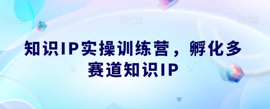 知识IP实操训练营，​孵化多赛道知识IP-八号资源库