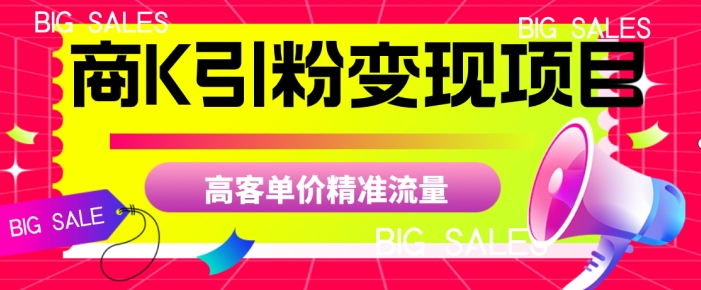 商K引粉变现项目，高客单价精准流量【揭秘】-八号资源库