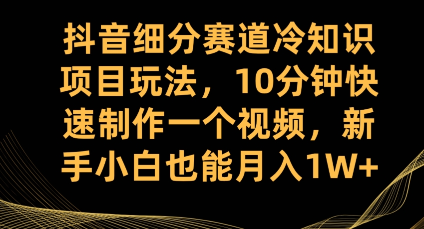抖音细分赛道冷知识项目玩法，10分钟快速制作一个视频，新手小白也能月入1W+【揭秘】-八号资源库