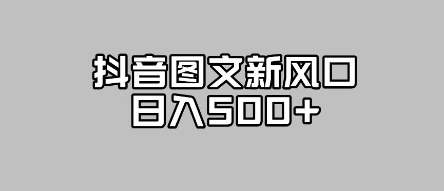 抖音图文最新风口，流量扶持非常高，日入500+【揭秘】-八号资源库