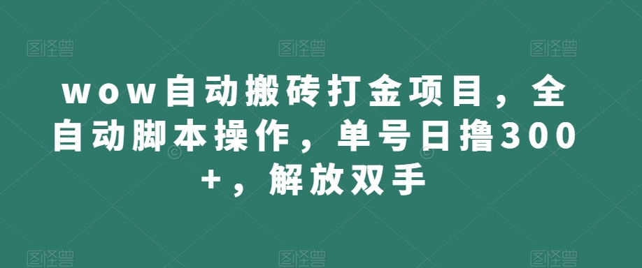 wow自动搬砖打金项目，全自动脚本操作，单号日撸300+，解放双手【揭秘】-八号资源库