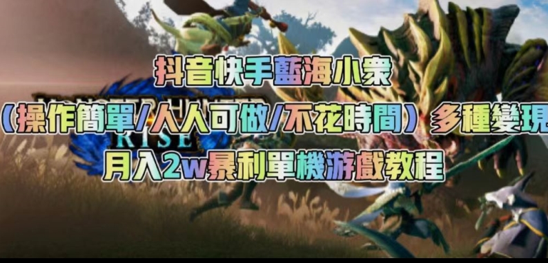 抖音快手蓝海小众（操作简单人人可做不花时间）多种变现月入2w＋暴利单机游戏教程-八号资源库