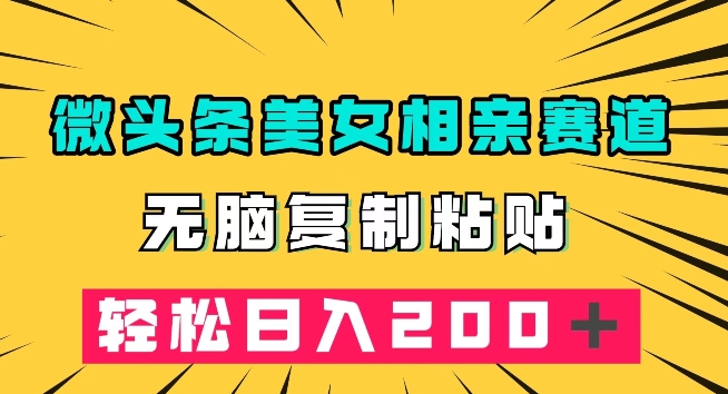 微头条冷门美女相亲赛道，无脑复制粘贴，轻松日入200＋【揭秘】-八号资源库