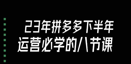 大牙·23年下半年拼多多运营必学的八节课（18节完整）-八号资源库