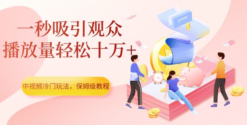 中视频冷门玩法，一秒吸引观众，播放量轻松十万+，保姆级教程【揭秘】-八号资源库
