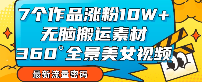 7个作品涨粉10W+，无脑搬运素材，全景美女视频爆款玩法分享【揭秘】-八号资源库