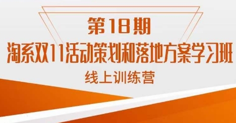 南掌柜·淘系双11活动策划和落地方案线上课18期-八号资源库